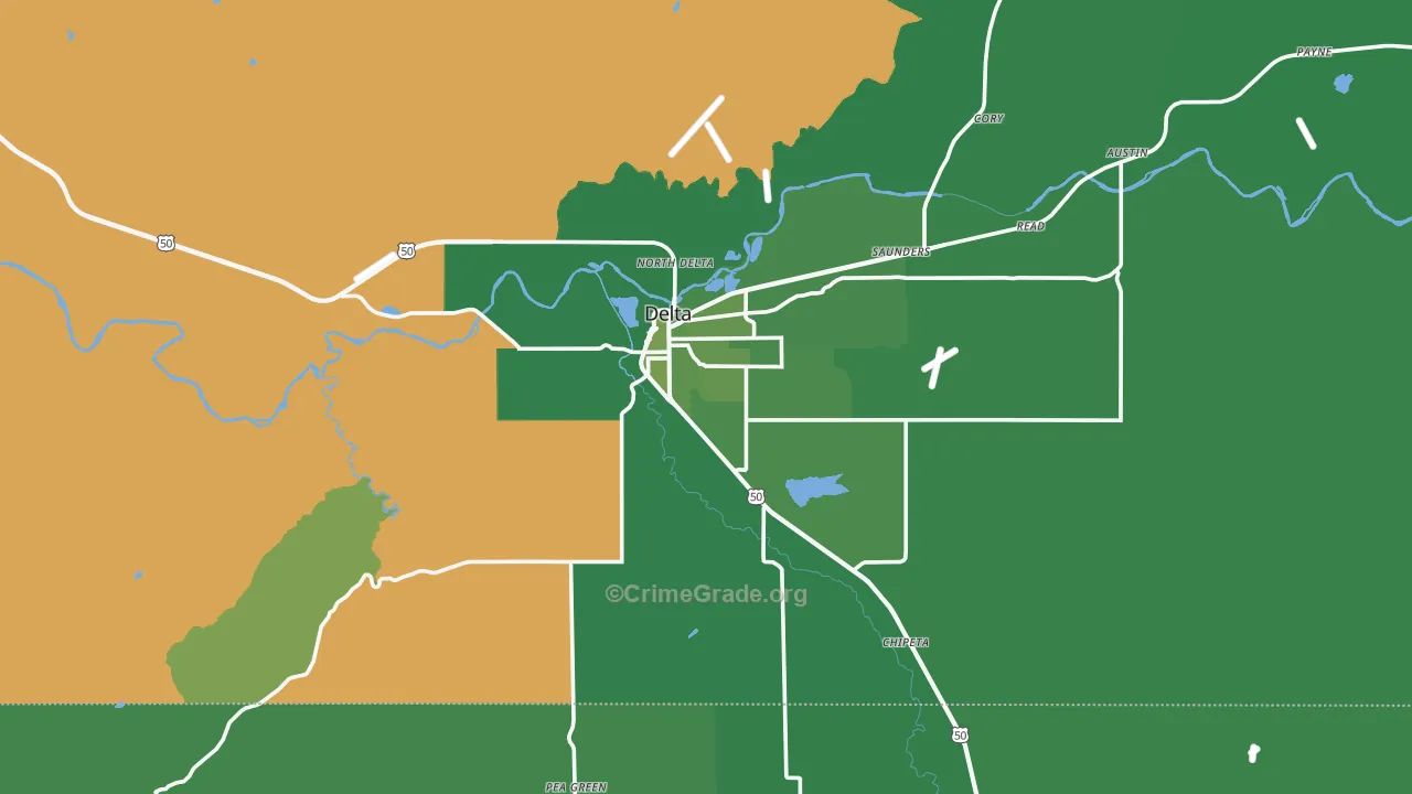 Delta, CO Map of Vehicle Theft Rates