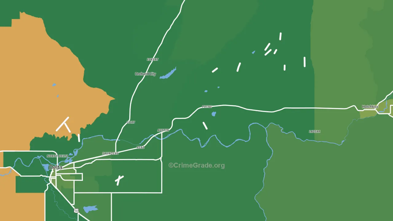 Delta County, CO Map of Vehicle Theft Rates