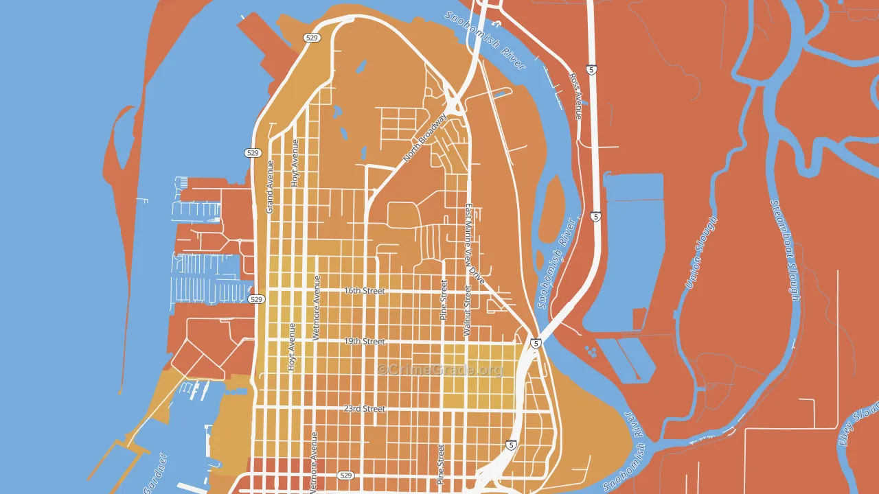 Delta, Everett, WA Map of Vehicle Theft Rates