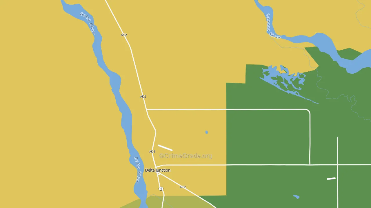 Delta Junction, AK Map of Vehicle Theft Rates