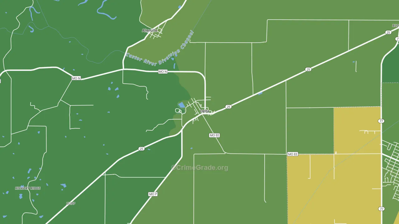 Delta, MO Map of Vehicle Theft Rates
