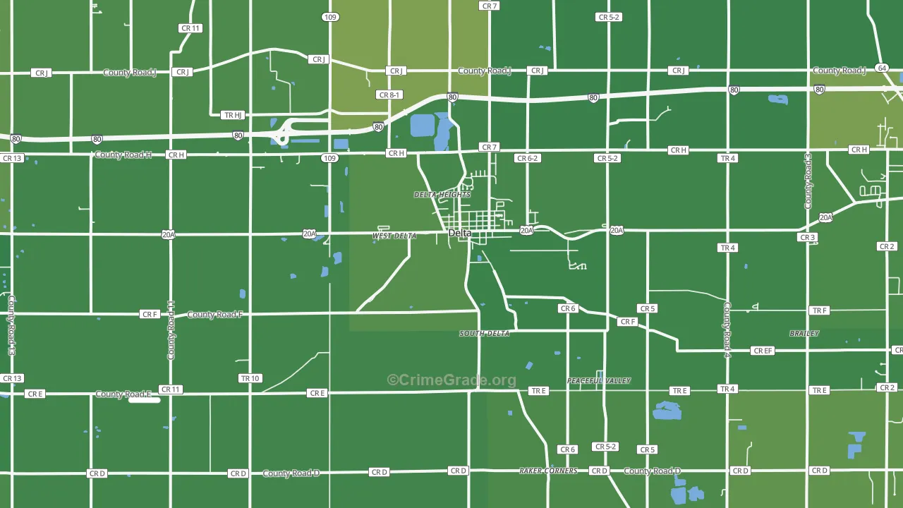 Delta, OH Map of Vehicle Theft Rates