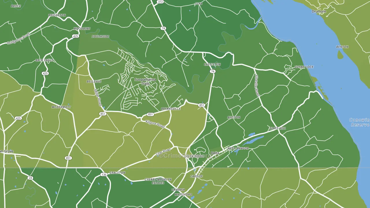 Delta, PA Map of Vehicle Theft Rates
