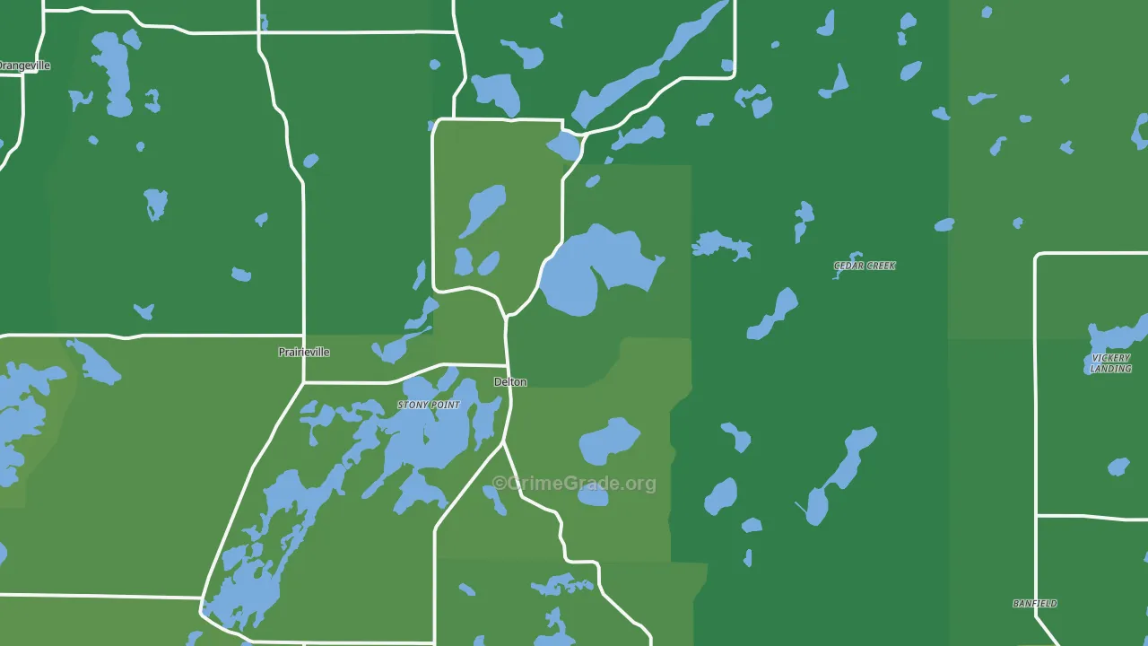 Delton, MI Map of Vehicle Theft Rates