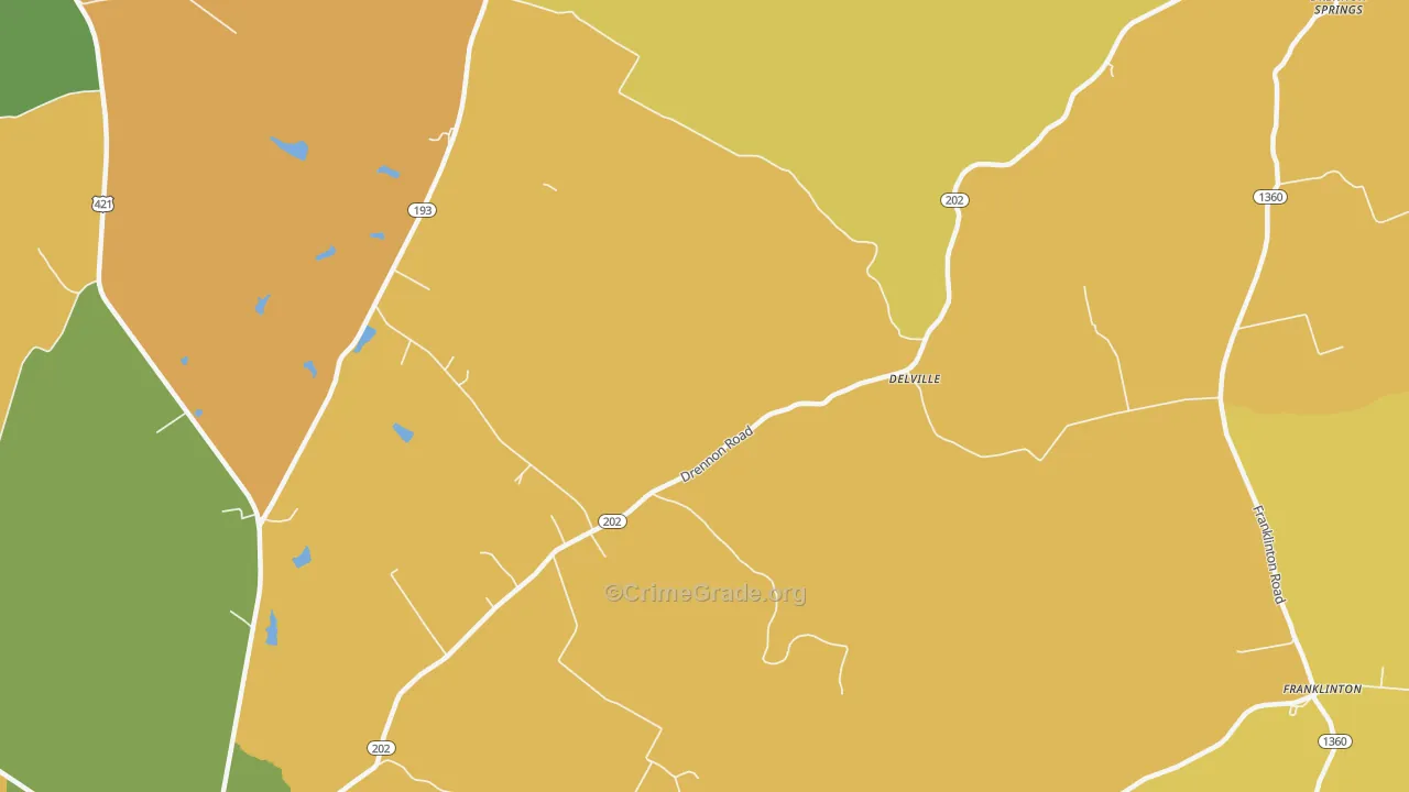 Delville, KY Map of Vehicle Theft Rates
