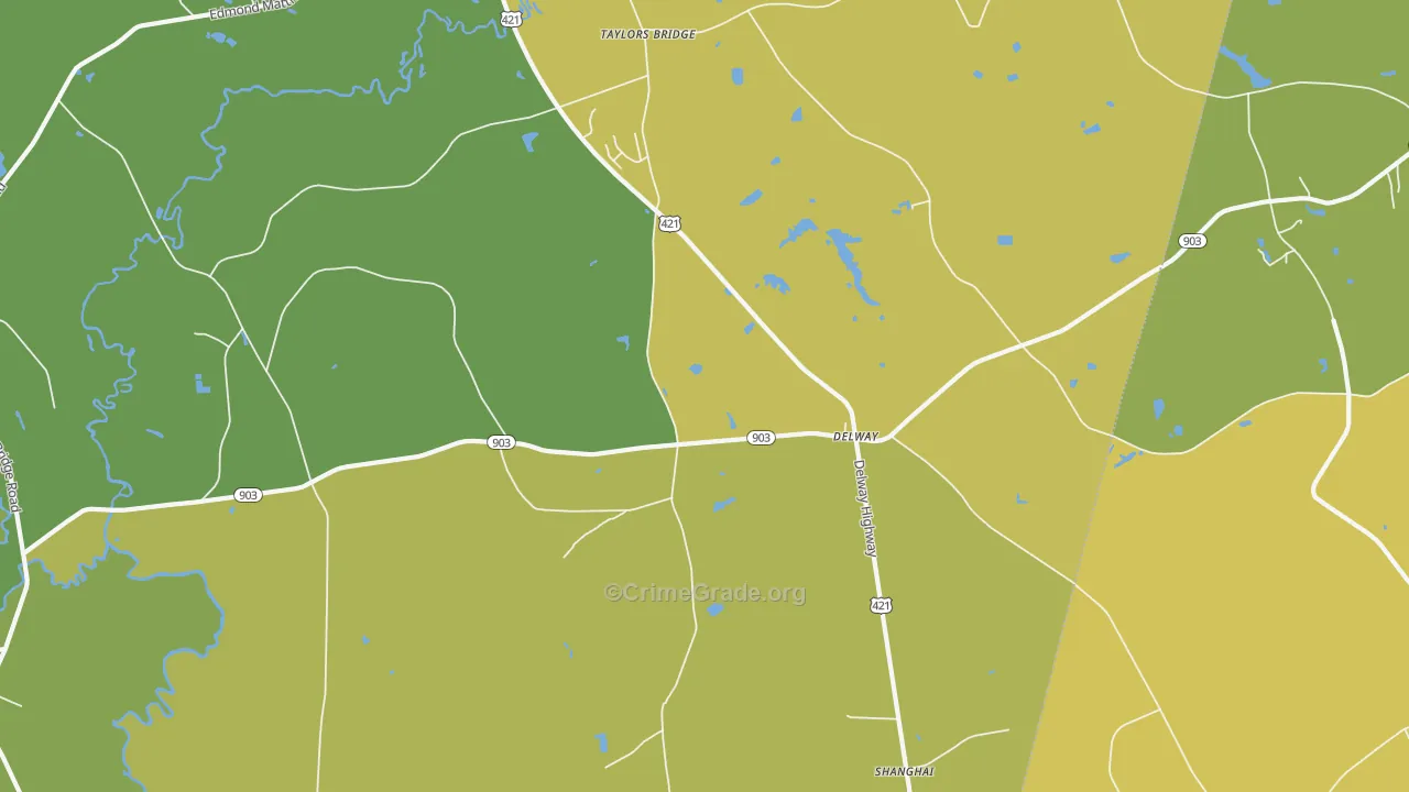 Delway, NC Map of Vehicle Theft Rates