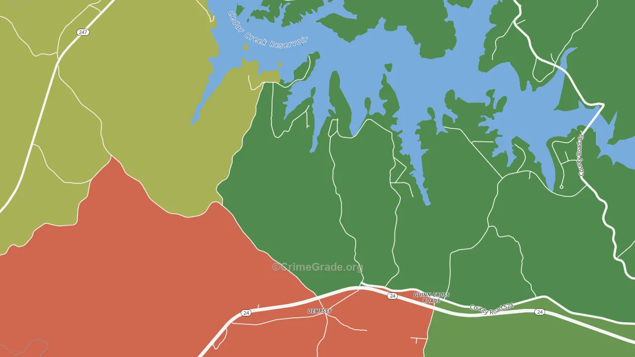 Dempsey, AL Map of Vehicle Theft Rates