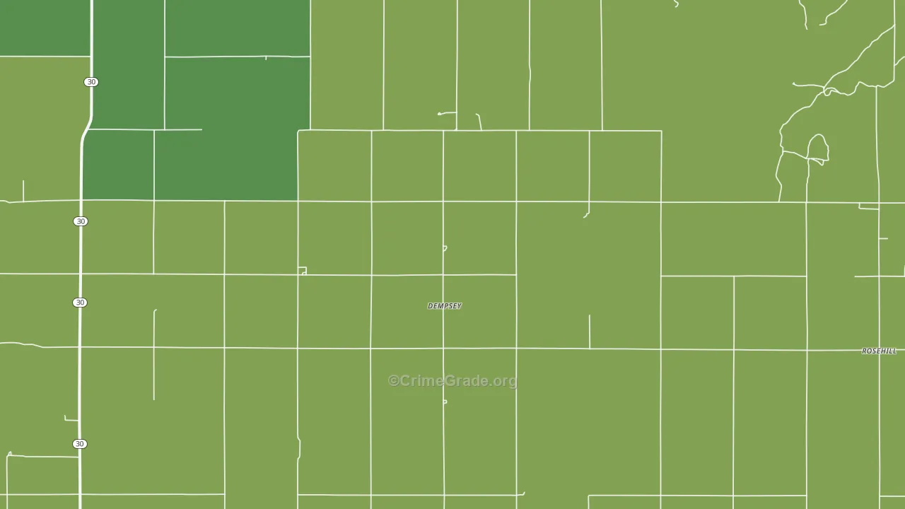 Dempsey, OK Map of Vehicle Theft Rates