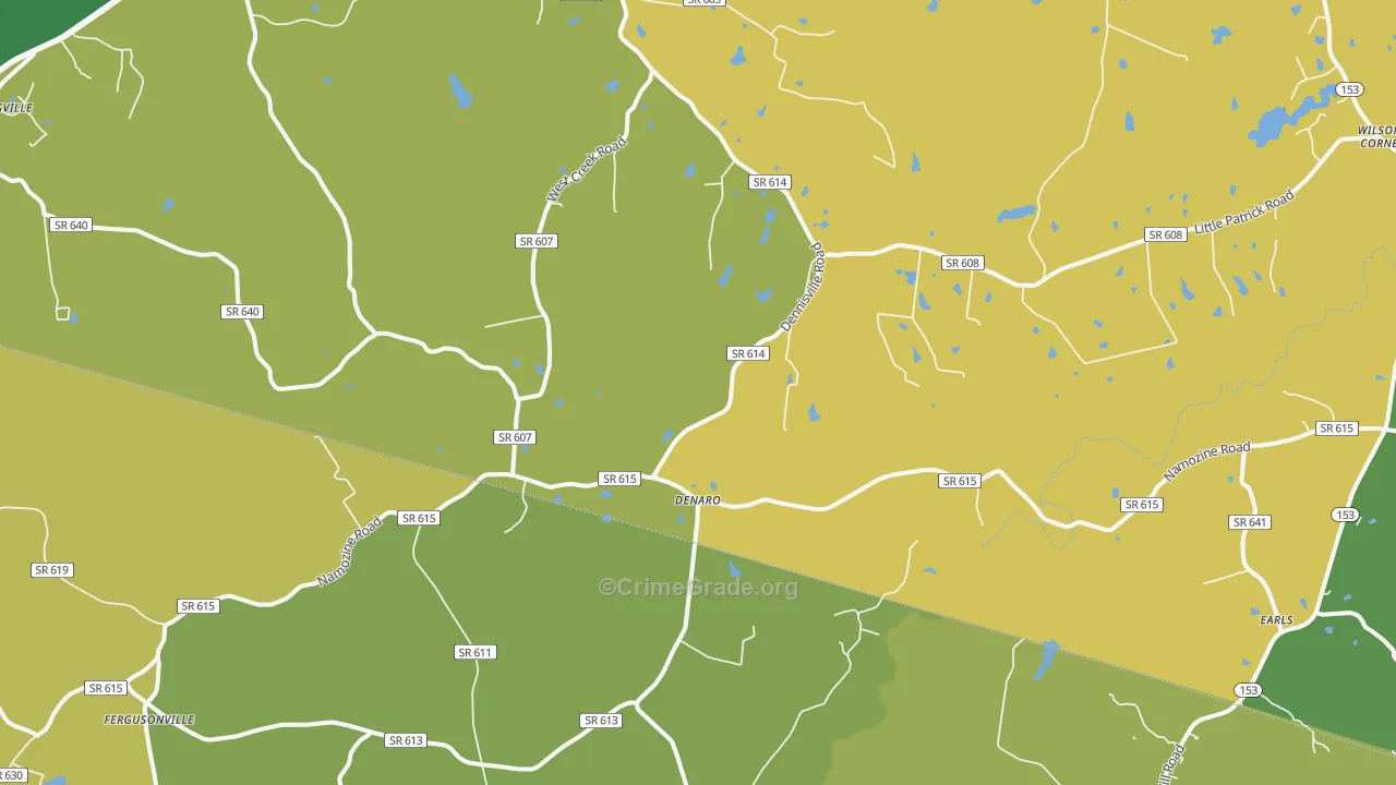 Denaro, VA Map of Vehicle Theft Rates