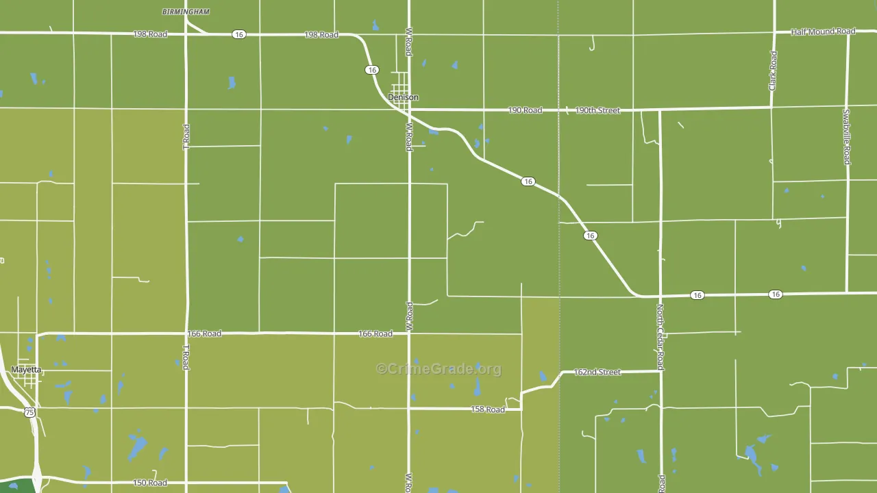 Denison, KS Map of Vehicle Theft Rates