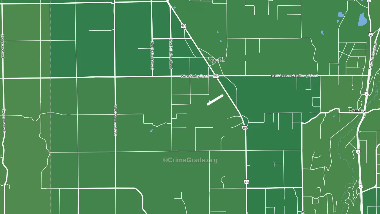 Denison, WA Map of Vehicle Theft Rates