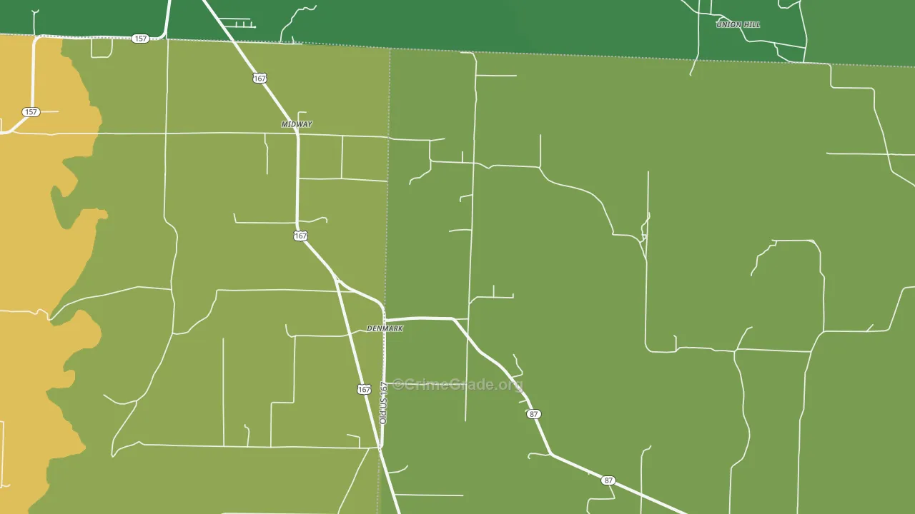 Denmark, AR Map of Vehicle Theft Rates