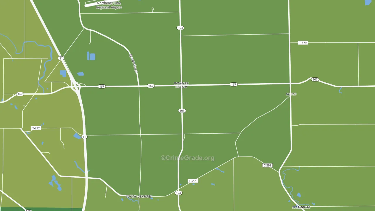 Denmark Center, OH Map of Vehicle Theft Rates