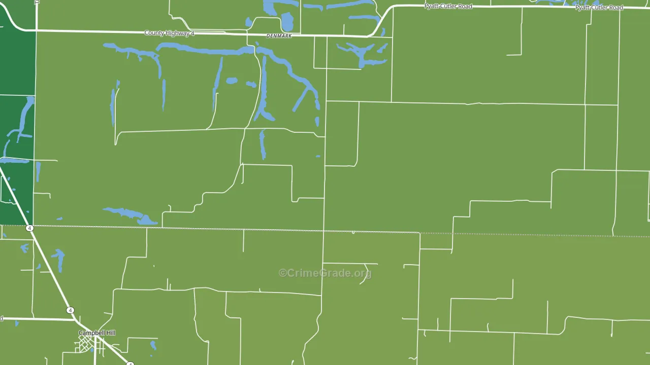 Denmark, IL Map of Vehicle Theft Rates