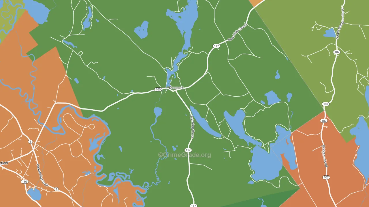 Denmark, ME Map of Vehicle Theft Rates