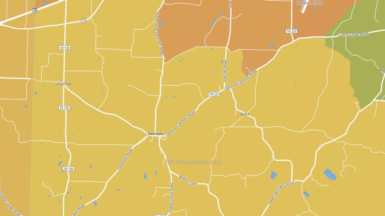 Denmark, TN Map of Vehicle Theft Rates