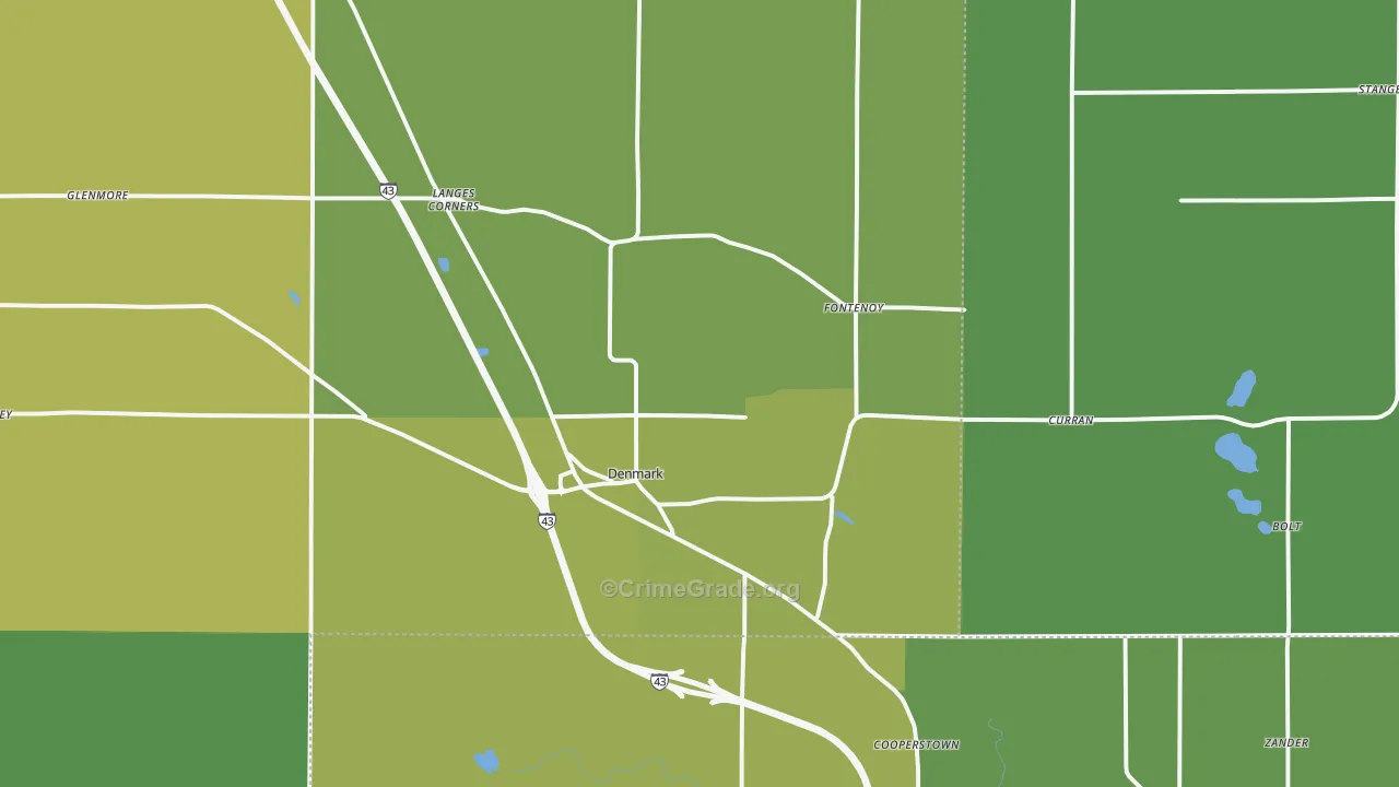 Denmark, WI Map of Vehicle Theft Rates