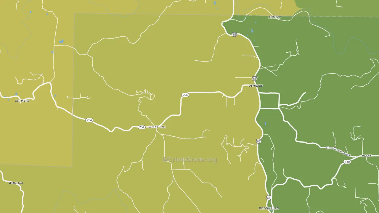 Dennard, AR Map of Vehicle Theft Rates