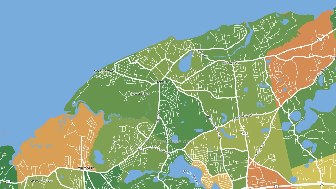 Dennis, MA Map of Vehicle Theft Rates
