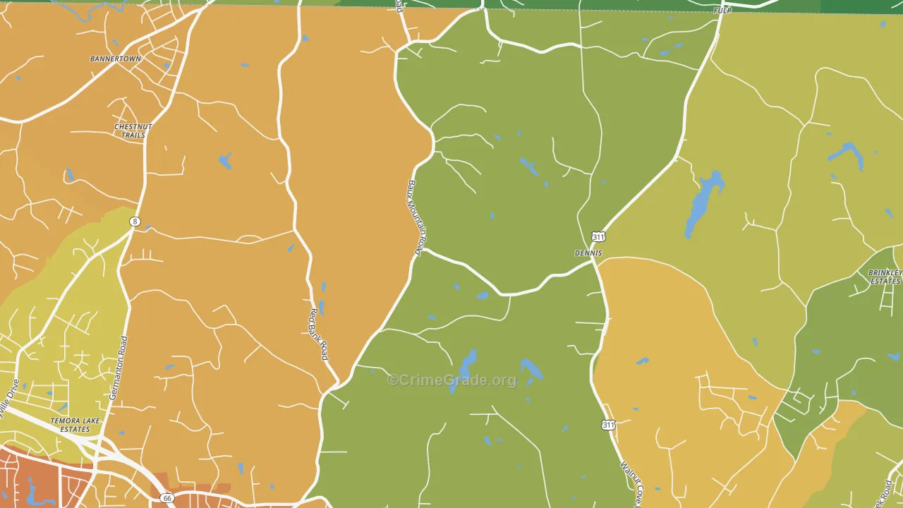 Dennis, NC Map of Vehicle Theft Rates