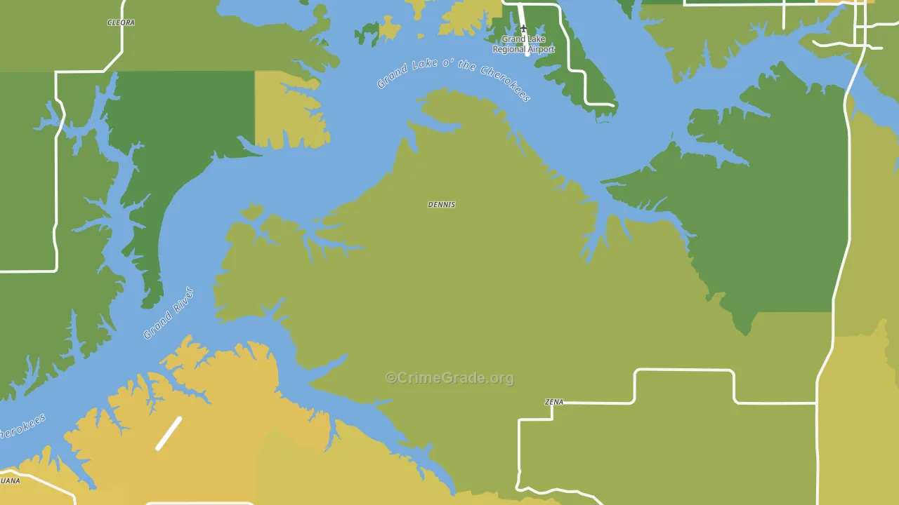 Dennis, OK Map of Vehicle Theft Rates