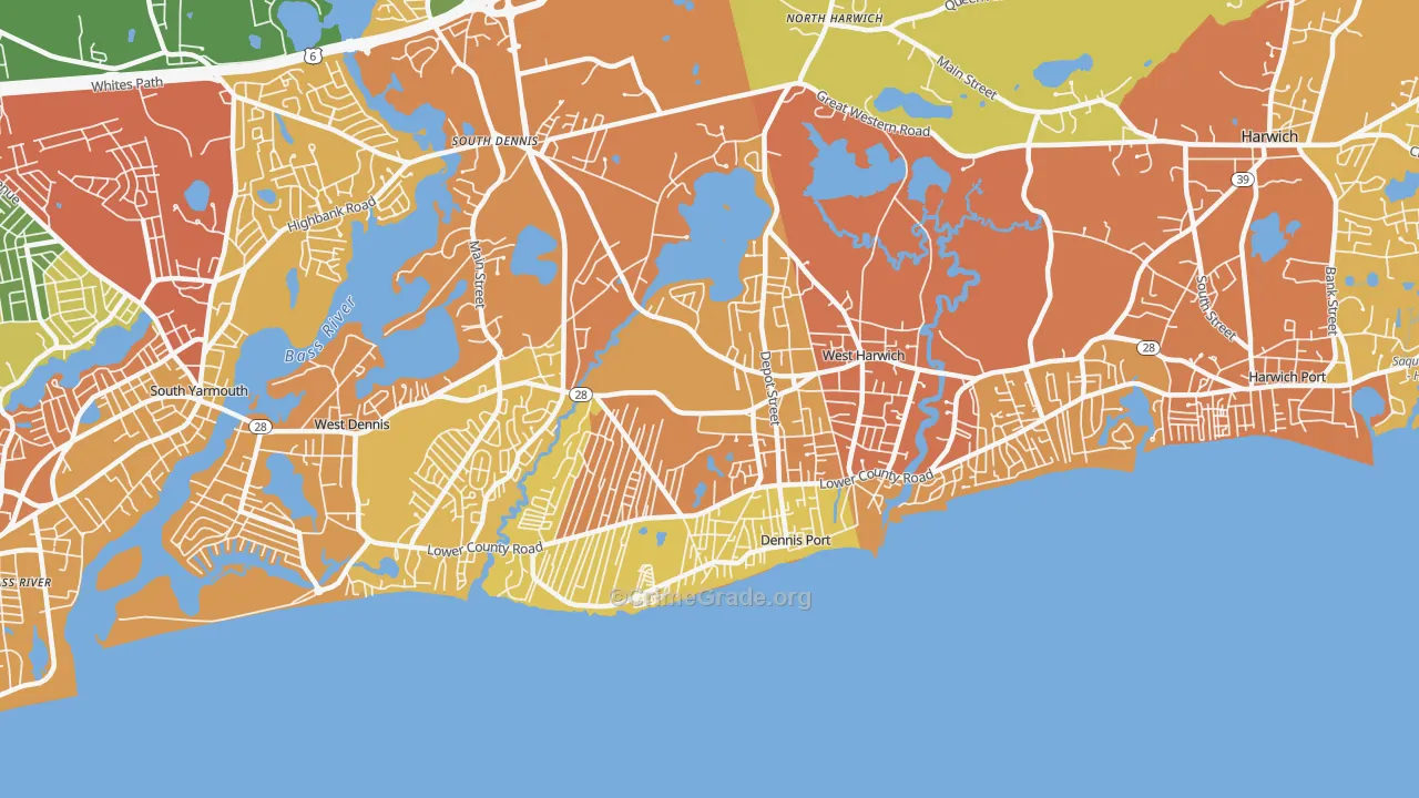 Dennis Port, MA Map of Vehicle Theft Rates