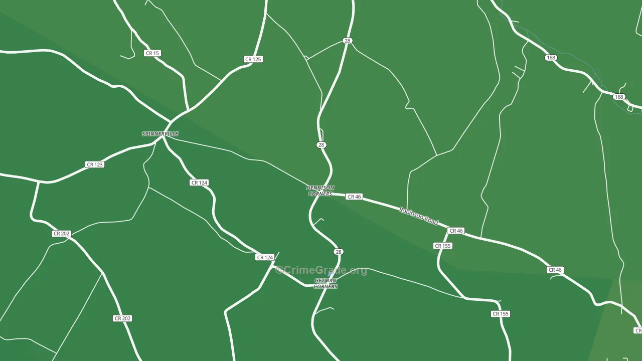 Dennison Corners, NY Map of Vehicle Theft Rates