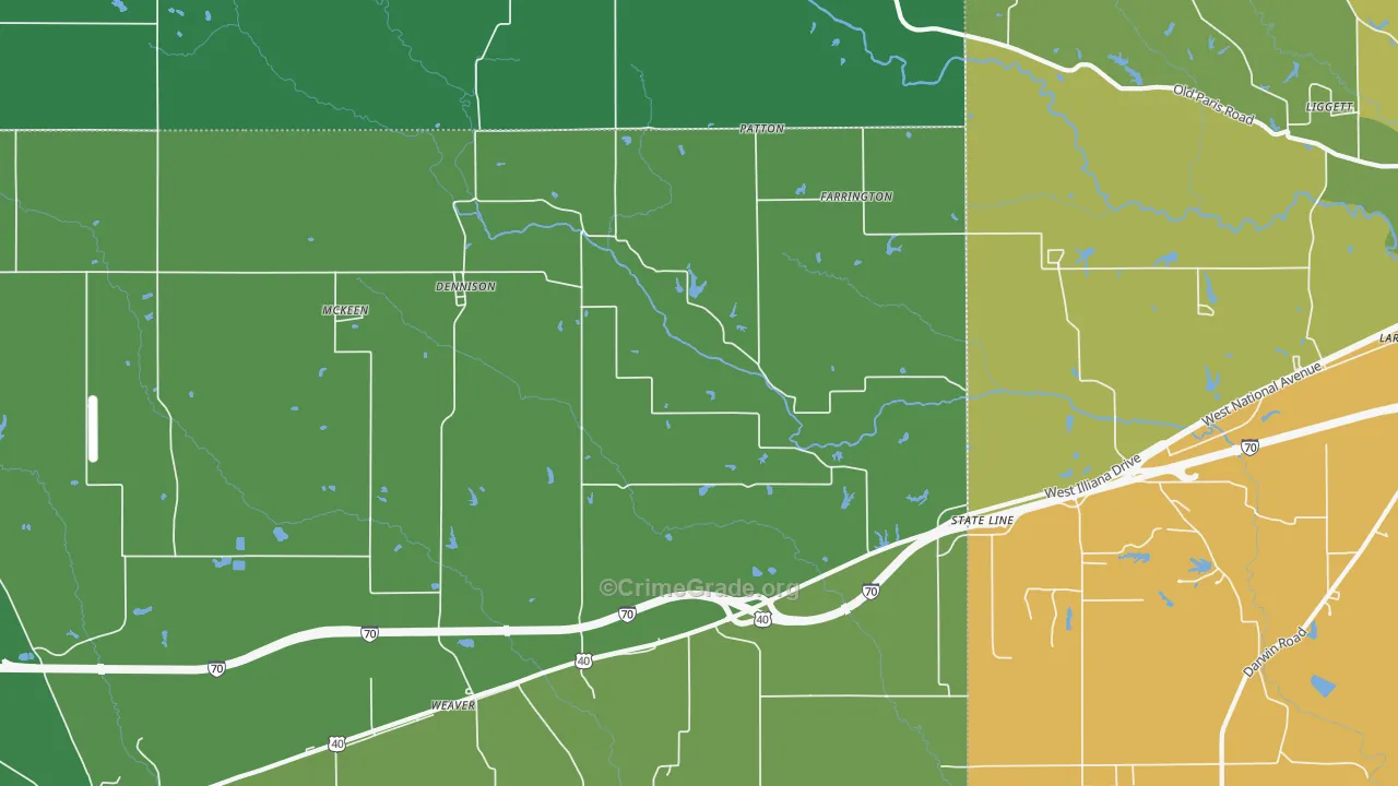 Dennison, IL Map of Vehicle Theft Rates
