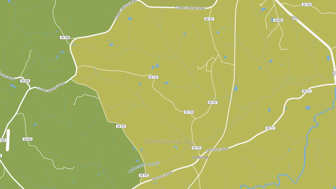 Denniston, VA Map of Vehicle Theft Rates