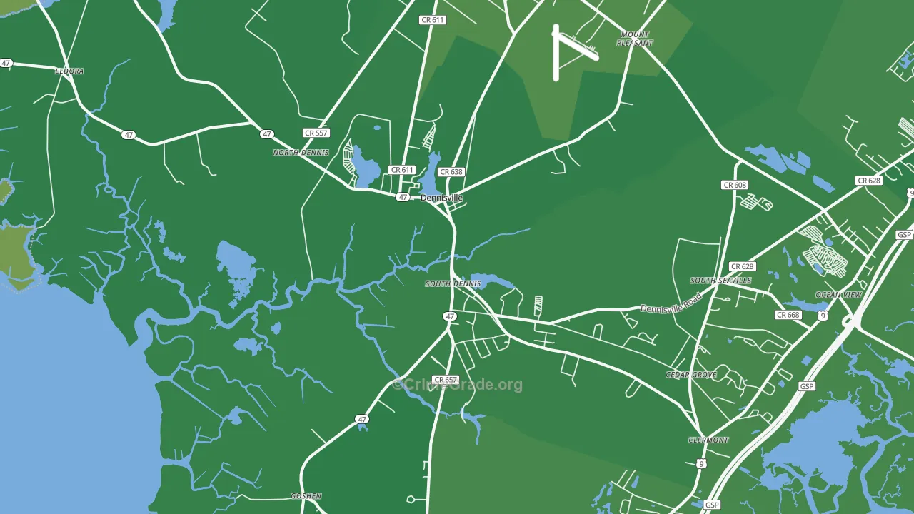 Dennisville, NJ Map of Vehicle Theft Rates