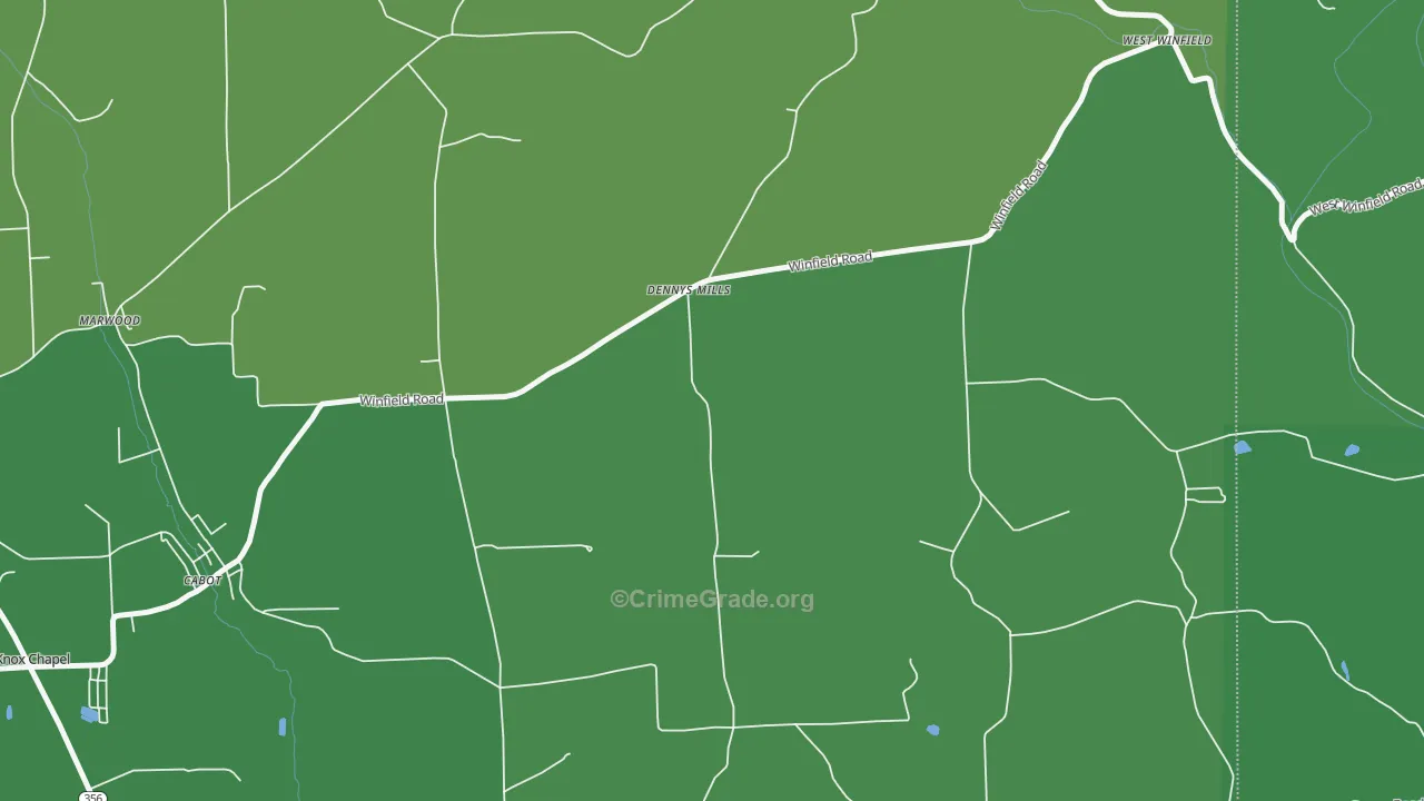 Dennys Mill, PA Map of Vehicle Theft Rates