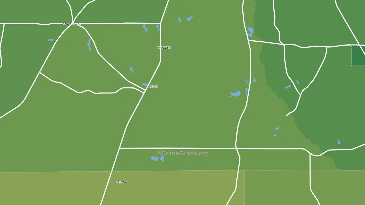 Denton, GA Map of Vehicle Theft Rates