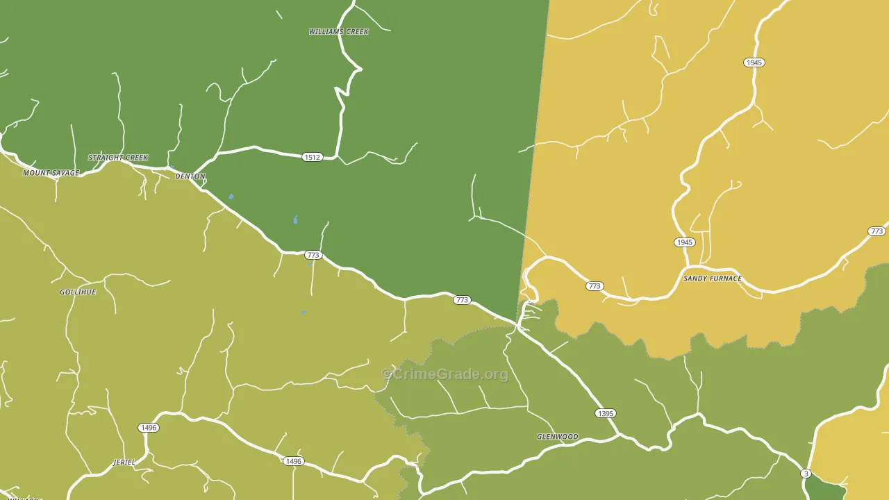 Denton, KY Map of Vehicle Theft Rates