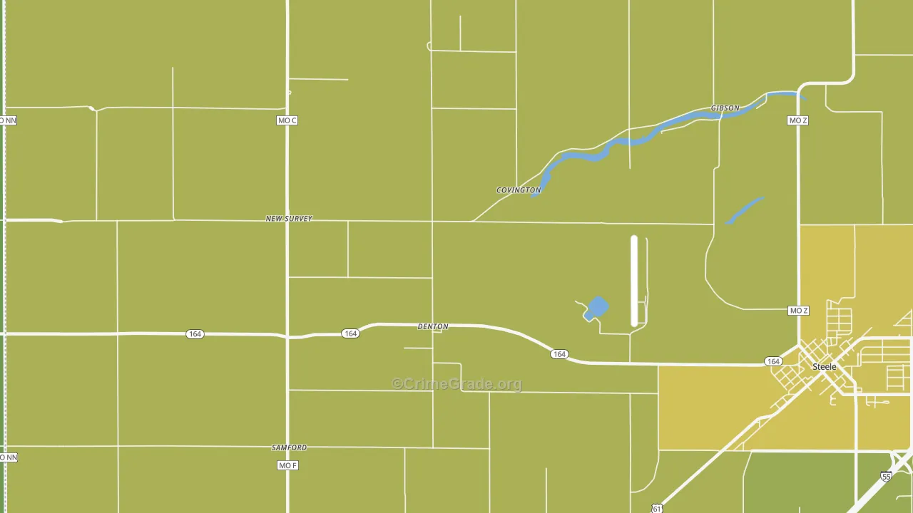 Denton, MO Map of Vehicle Theft Rates