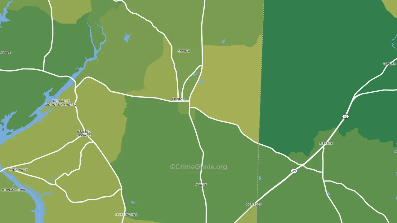 Denton, NC Map of Vehicle Theft Rates