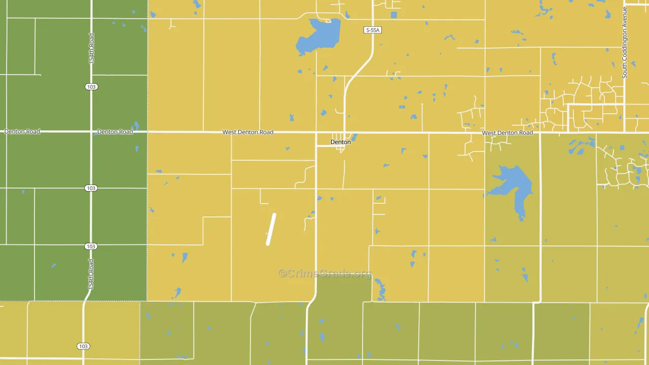 Denton, NE Map of Vehicle Theft Rates