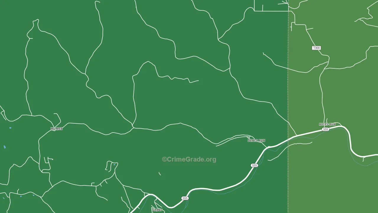 Dents Run, PA Map of Vehicle Theft Rates