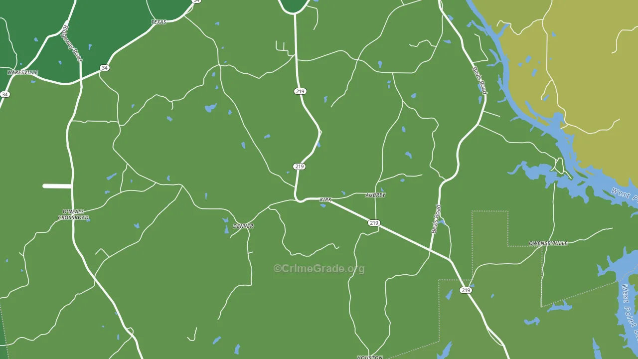 Denver, GA Map of Vehicle Theft Rates