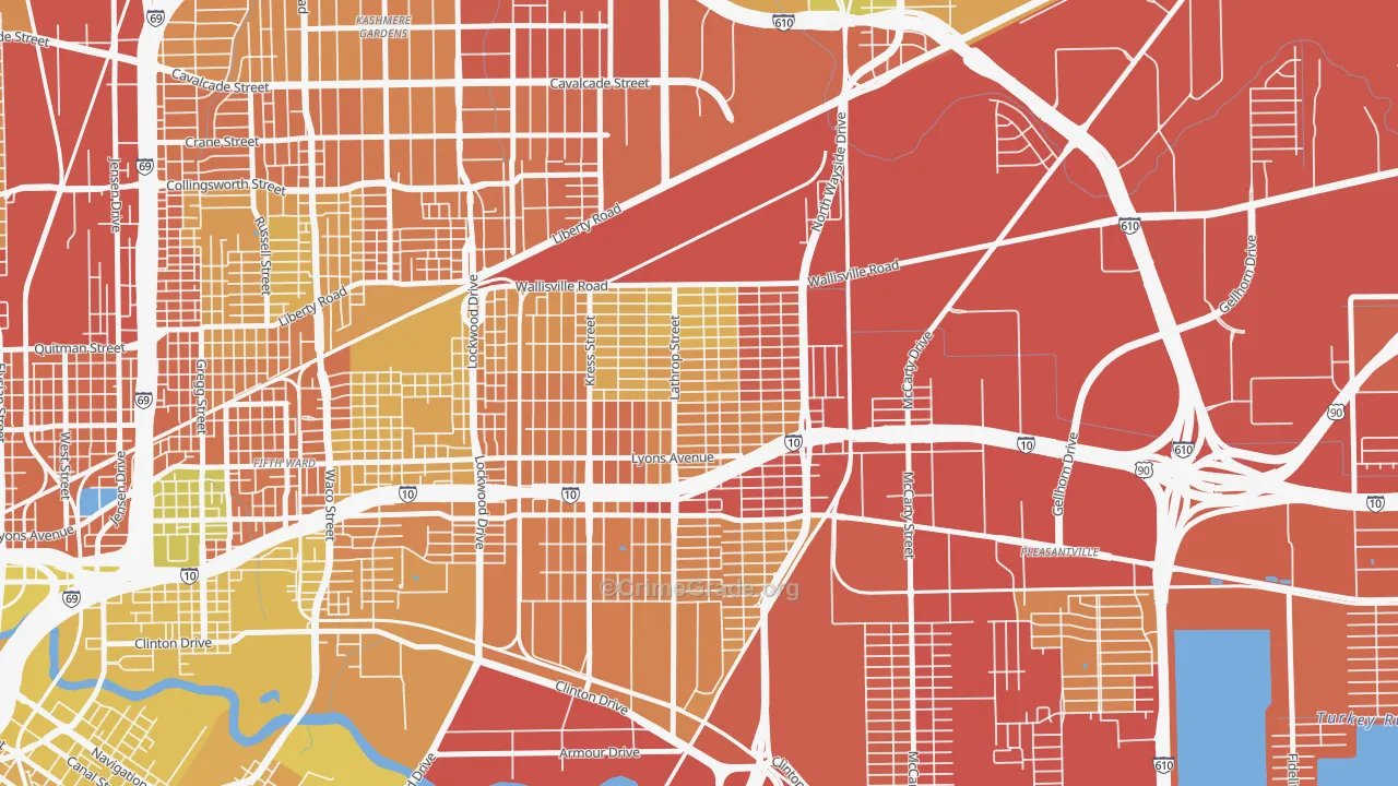Denver Harbor-Port Houston, Houston, TX Map of Vehicle Theft Rates