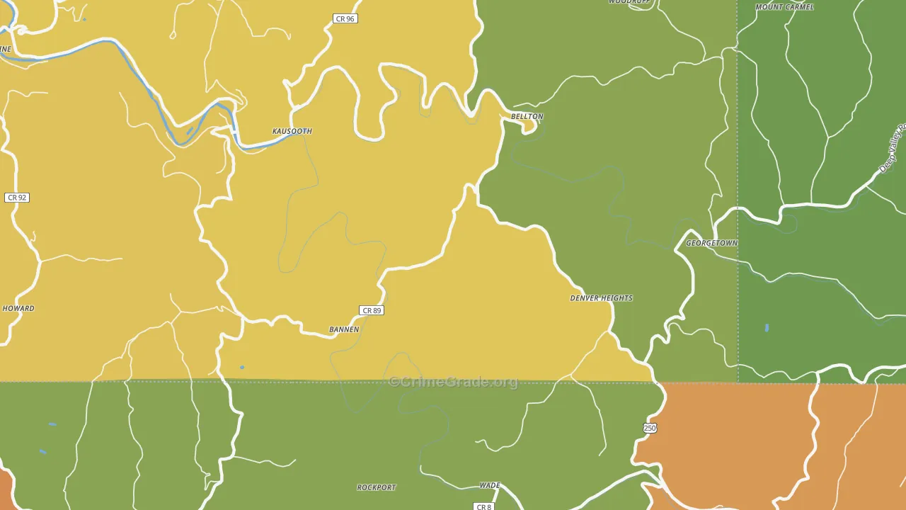 Denver Heights, WV Map of Vehicle Theft Rates