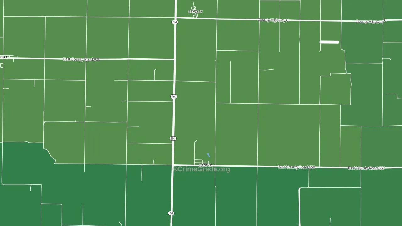 Denver, IL Map of Vehicle Theft Rates