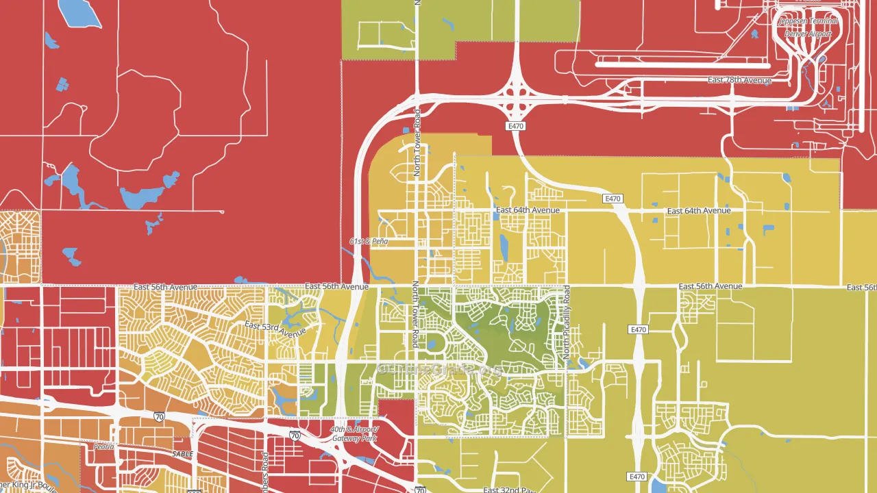 Denver International Airport, Denver, CO Map of Vehicle Theft Rates
