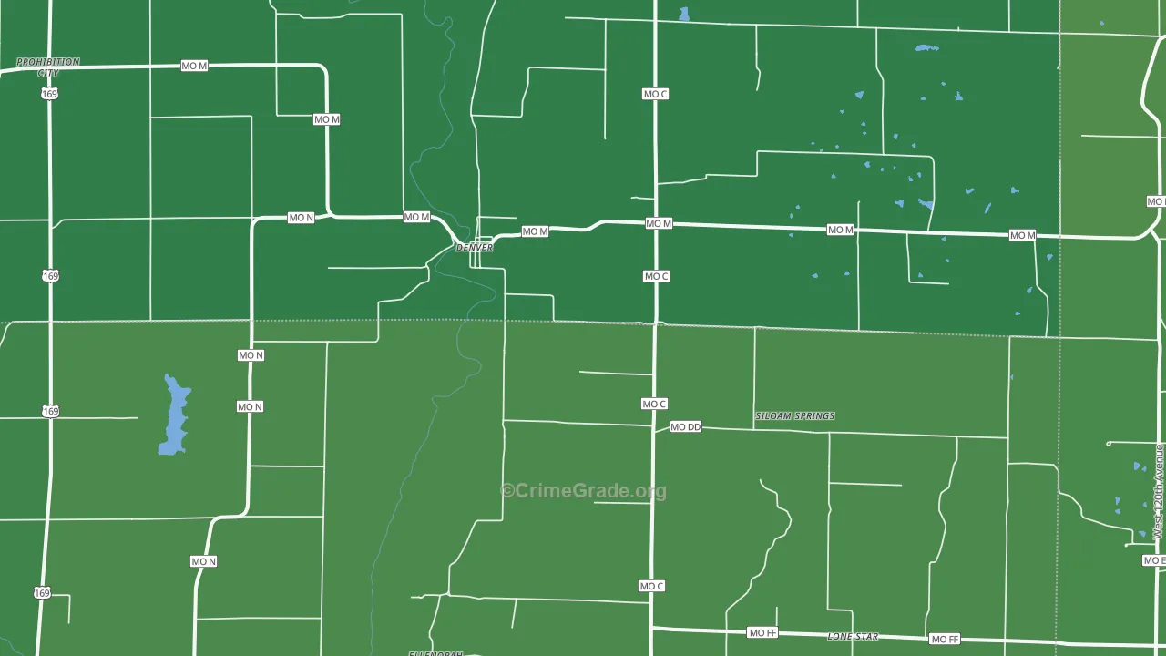 Denver, MO Map of Vehicle Theft Rates