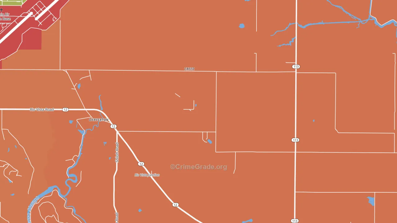 Denverton, CA Map of Vehicle Theft Rates