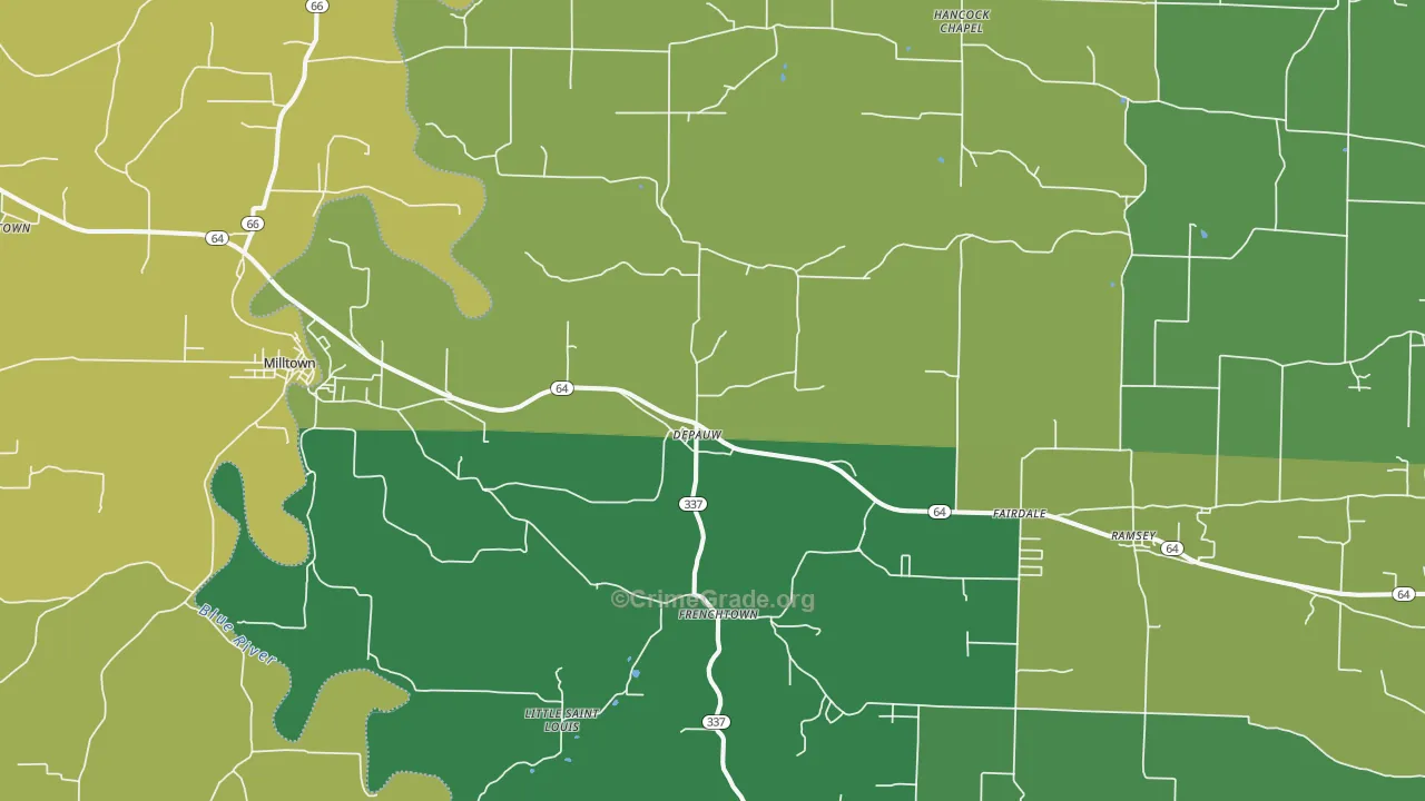 Depauw, IN Map of Vehicle Theft Rates