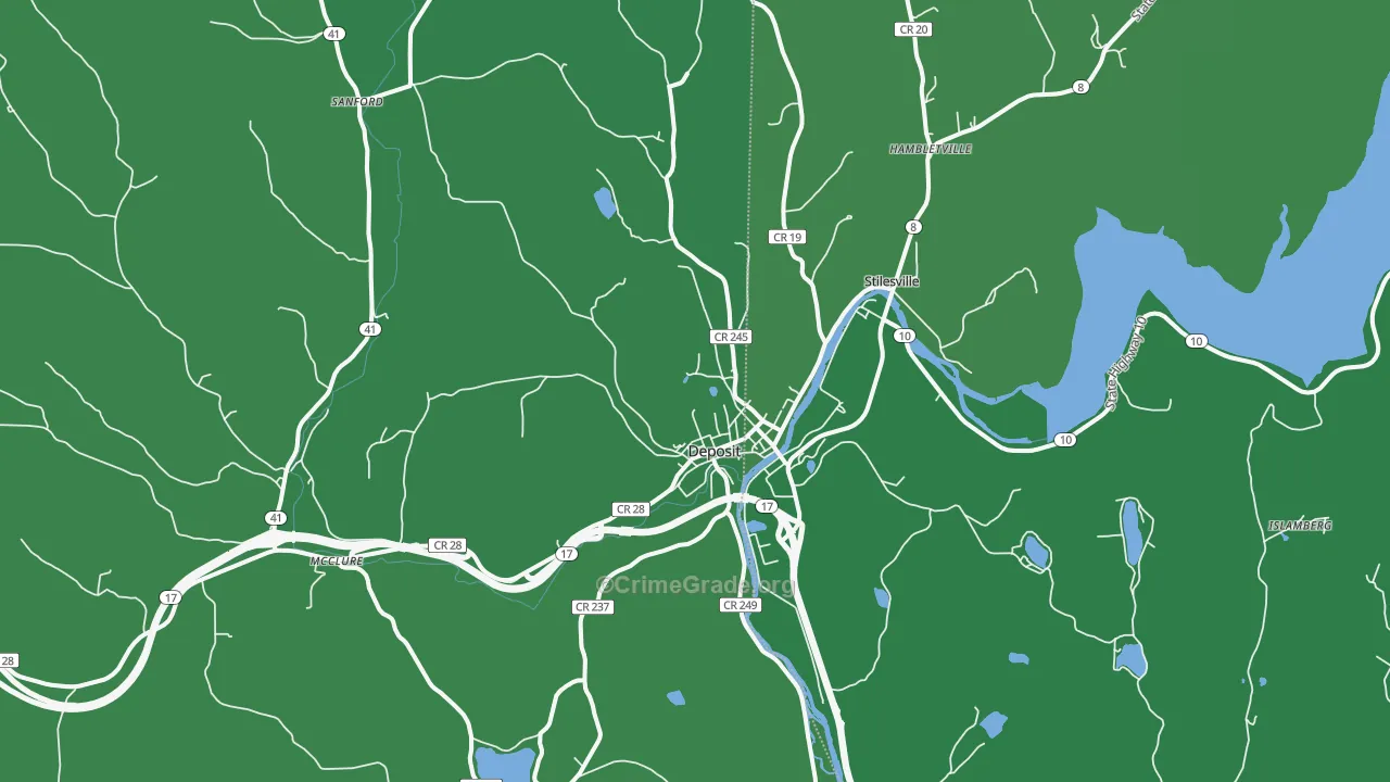 Deposit, NY Map of Vehicle Theft Rates