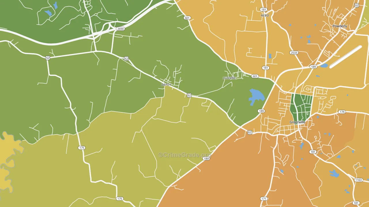 Depoy, KY Map of Vehicle Theft Rates
