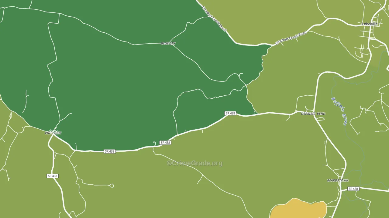 DePriest Bend, TN Map of Vehicle Theft Rates