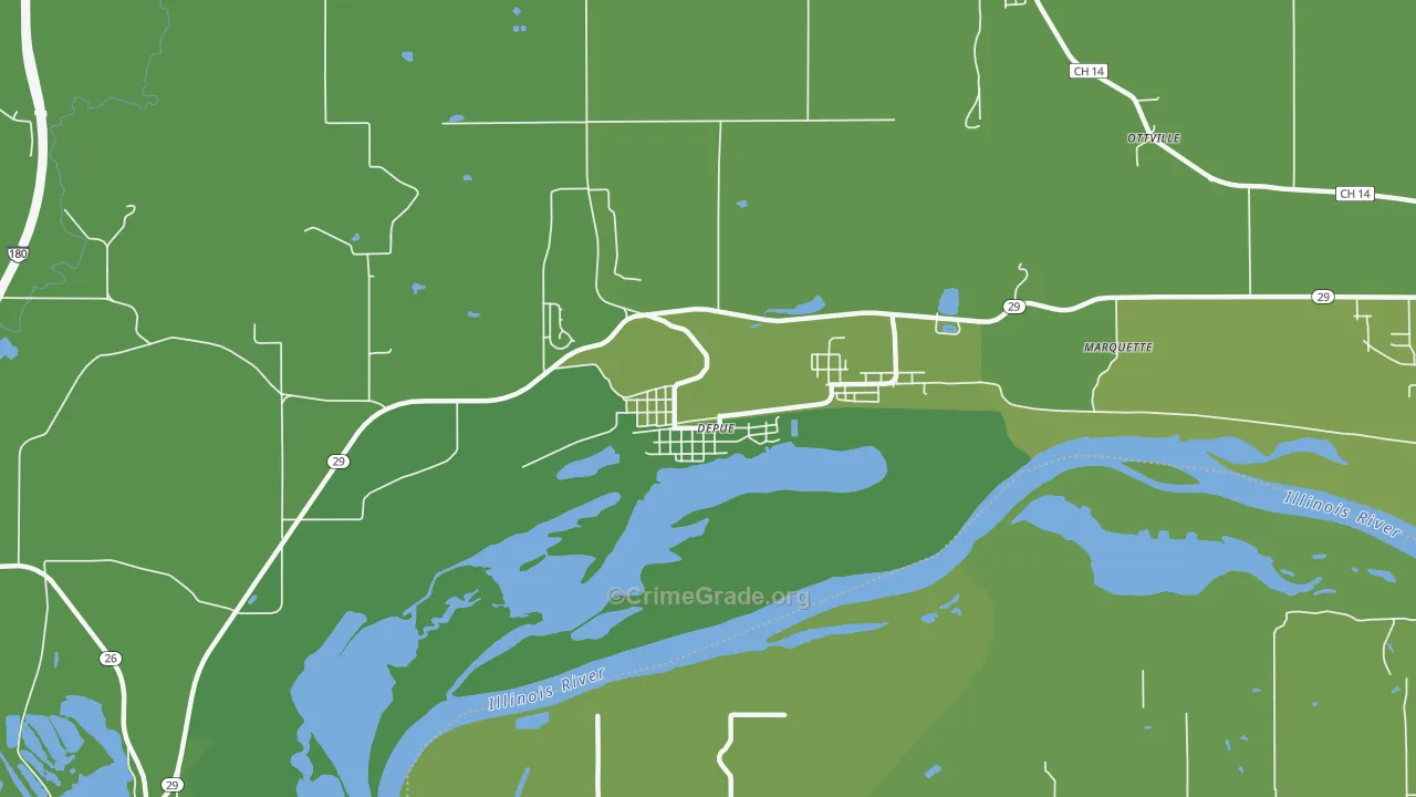 DePue, IL Map of Vehicle Theft Rates