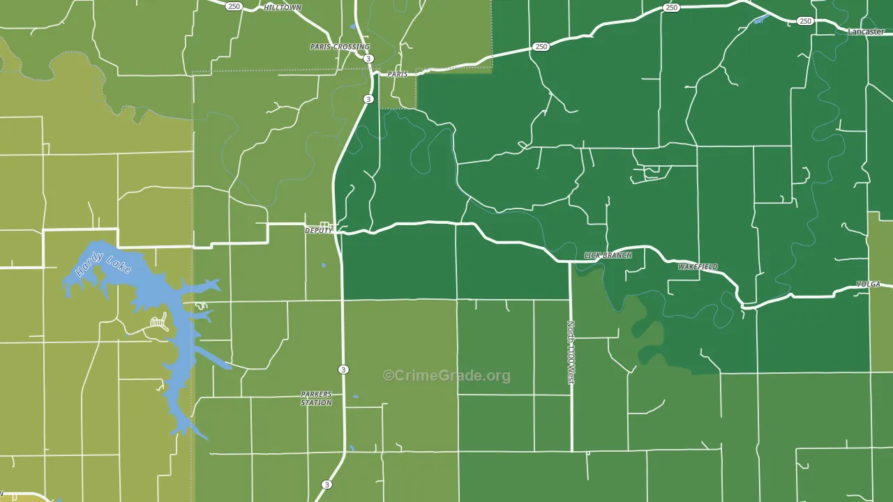 Deputy, IN Map of Vehicle Theft Rates